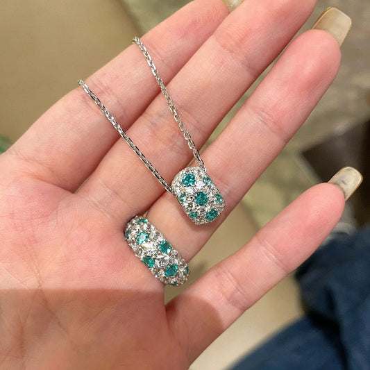 Emerald & Clear Crystal Pave 2-Piece Jewelry Set