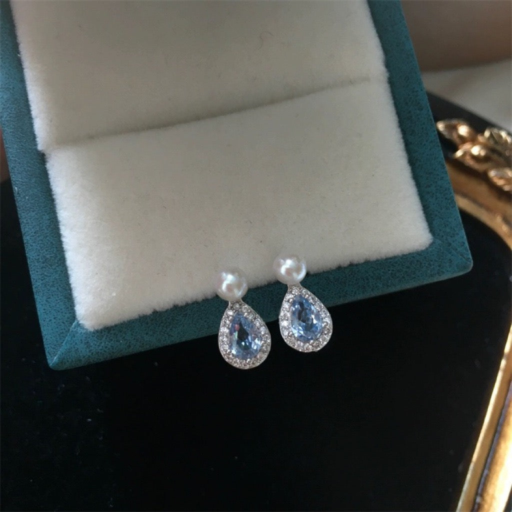 925 Silver water drop zircon earrings
