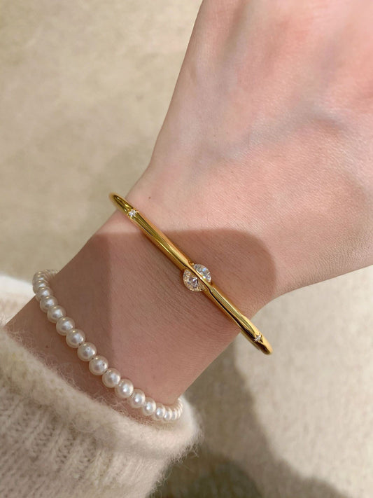 925 silver Saturn planet zircon bangle