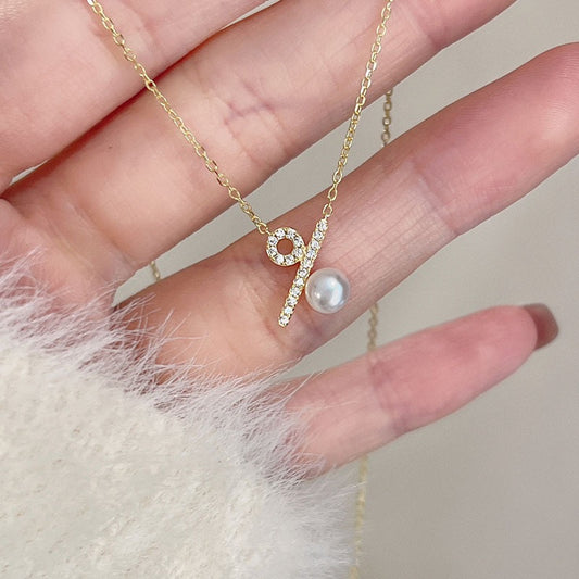 925 silver percentage faux pearl necklace