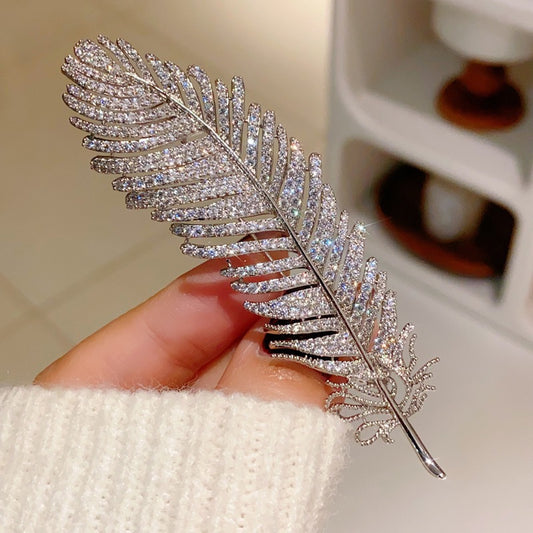 Crystal Feather Brooch