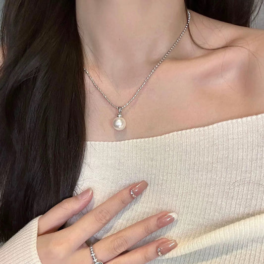 925 Silver faux pearl moonlight necklace