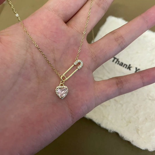 925 Silver safety pin necklace