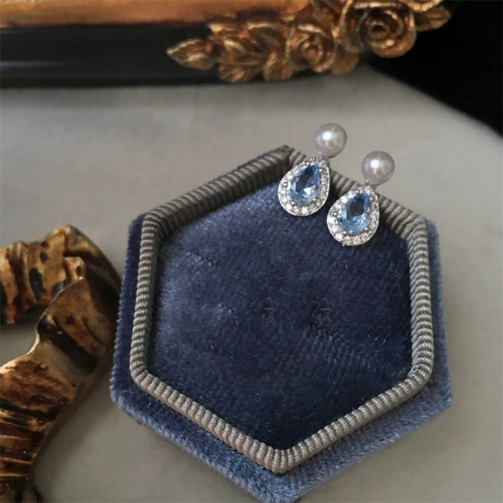 925 Silver water drop zircon earrings