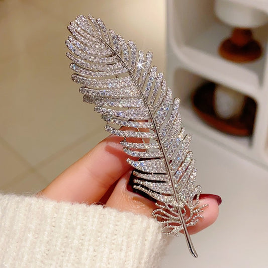 Crystal Feather Brooch