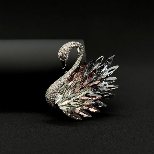 French Vintage Crystal Swan Brooch