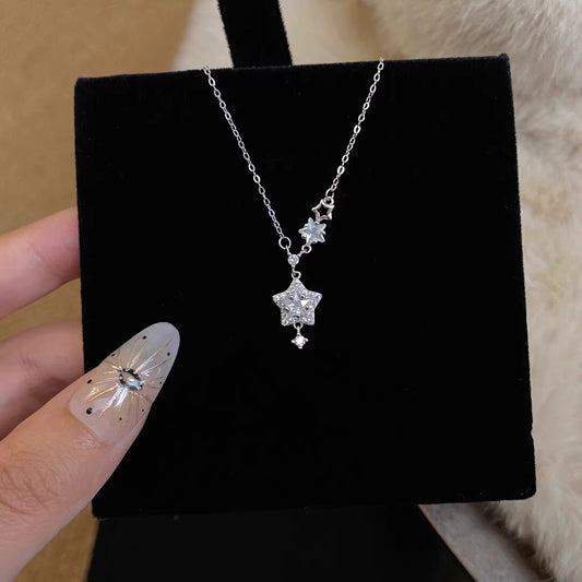 925 Silver zircon star necklace
