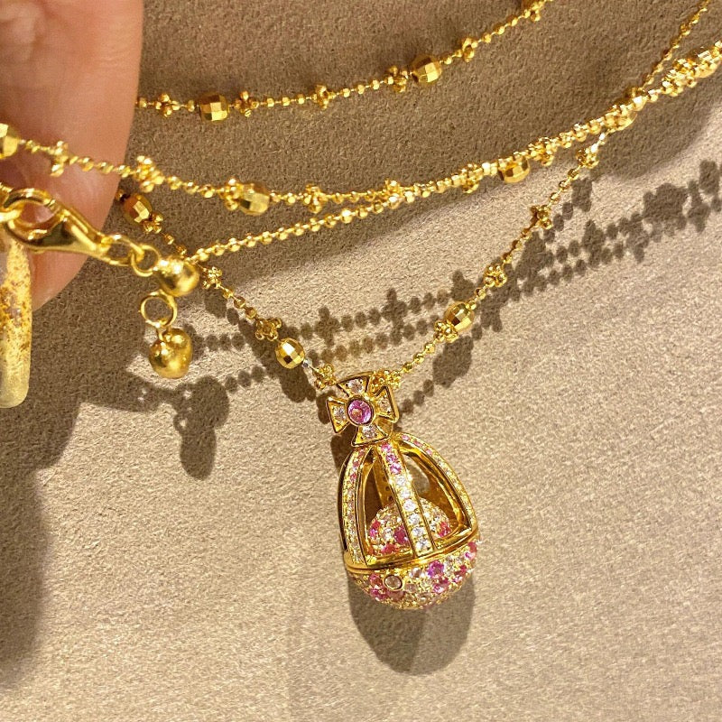 Vintage Openable Fabergé Egg Pendant Necklace