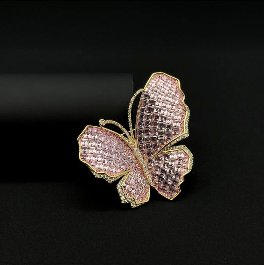 Pink Crystal Butterfly Brooch