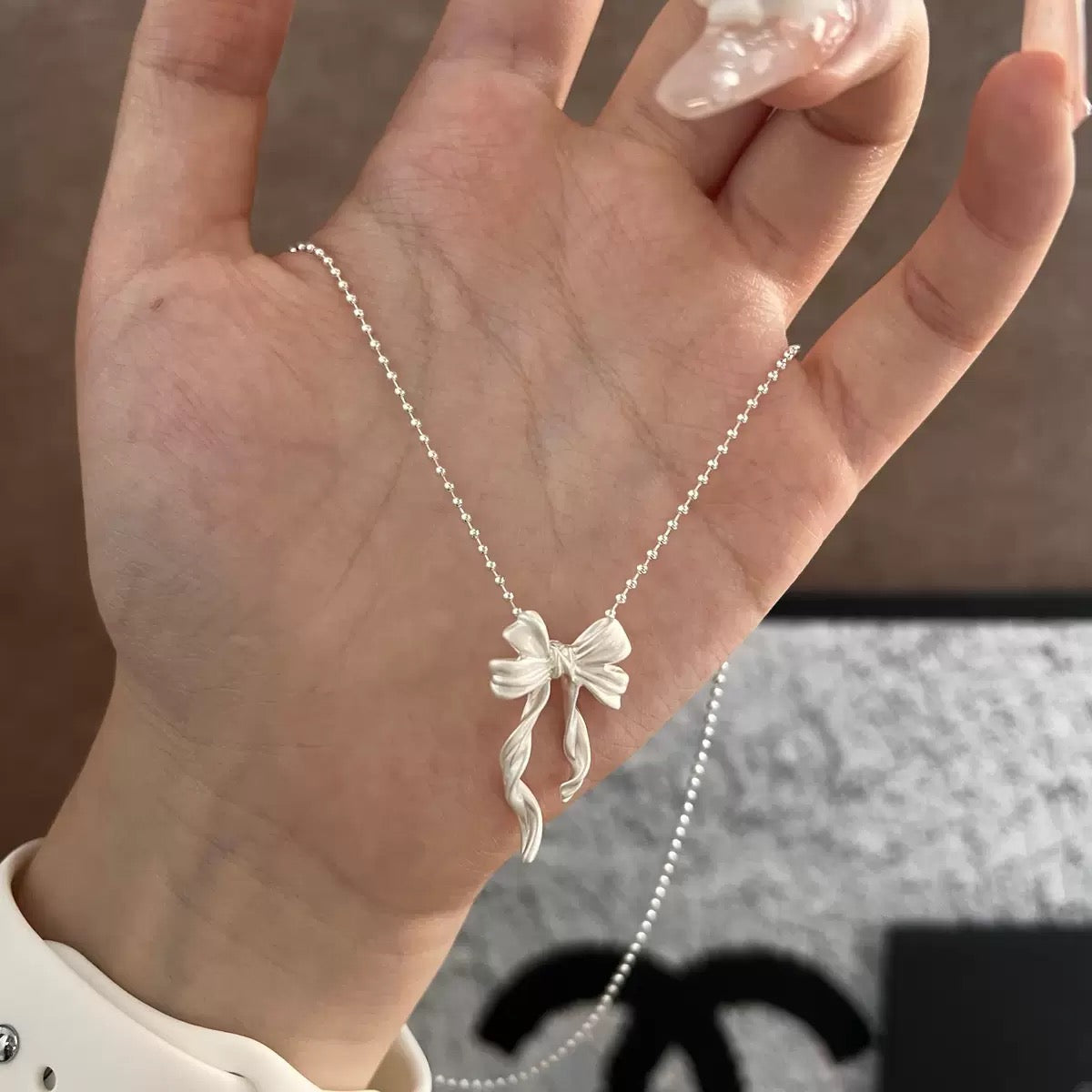 925 silver bow necklace