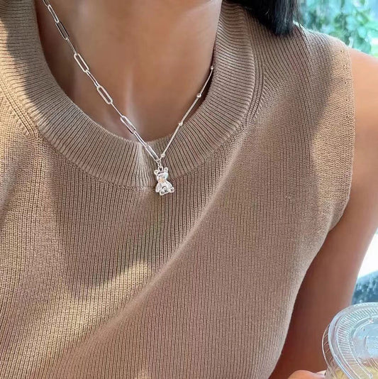925 Silver bear chain necklace