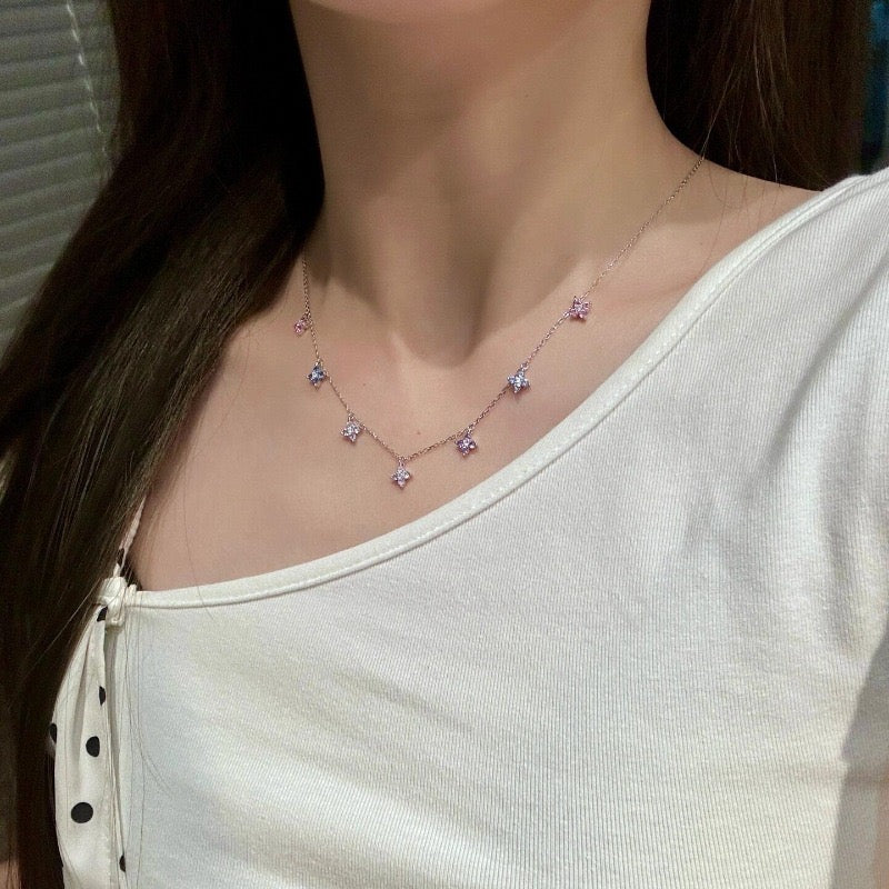 Ombre Pastel Crystal Four-Leaf Clover Jewelry Set