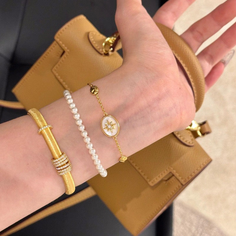 Gold North Star Mother of Pearl 3-Piece Jewelry Set