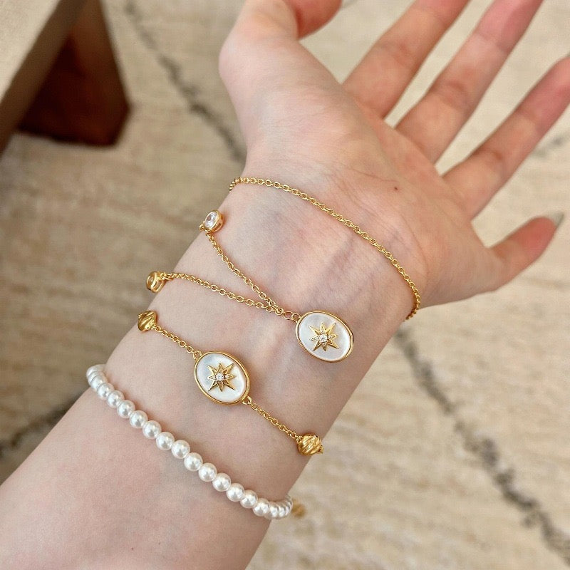 Gold North Star Mother of Pearl 3-Piece Jewelry Set