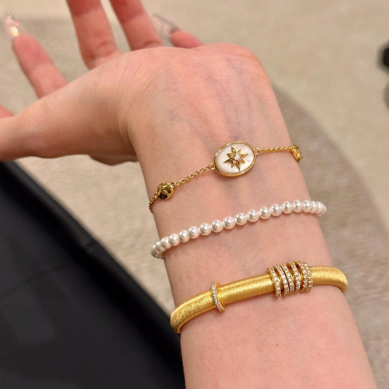 Gold North Star Mother of Pearl 3-Piece Jewelry Set