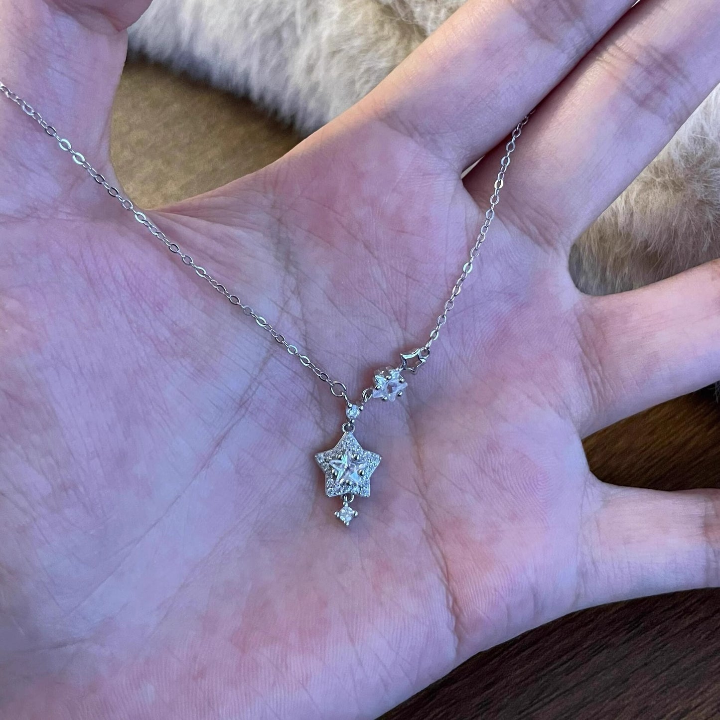 925 Silver zircon star necklace