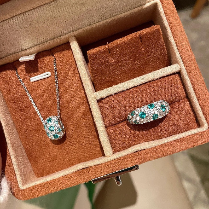 Emerald & Clear Crystal Pave 2-Piece Jewelry Set