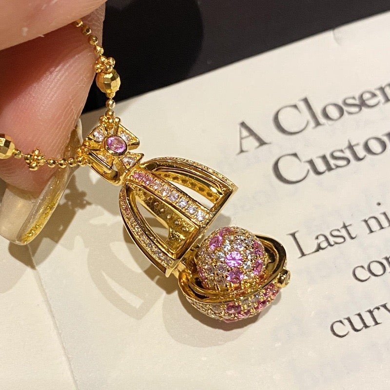 Vintage Openable Fabergé Egg Pendant Necklace
