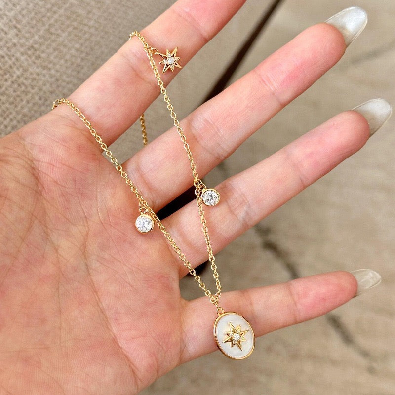 Gold North Star Mother of Pearl 3-Piece Jewelry Set
