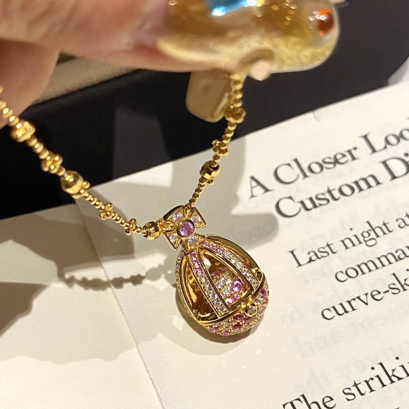 Vintage Openable Fabergé Egg Pendant Necklace
