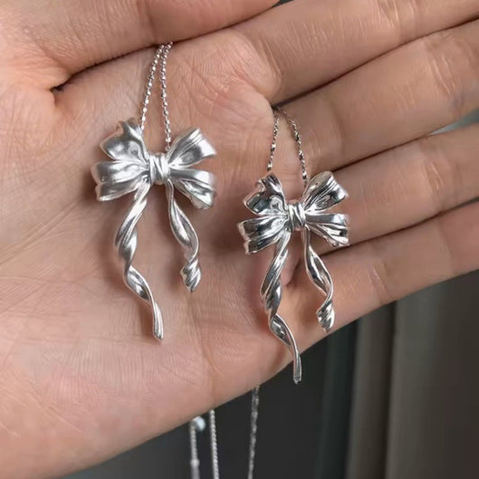 925 silver bow necklace