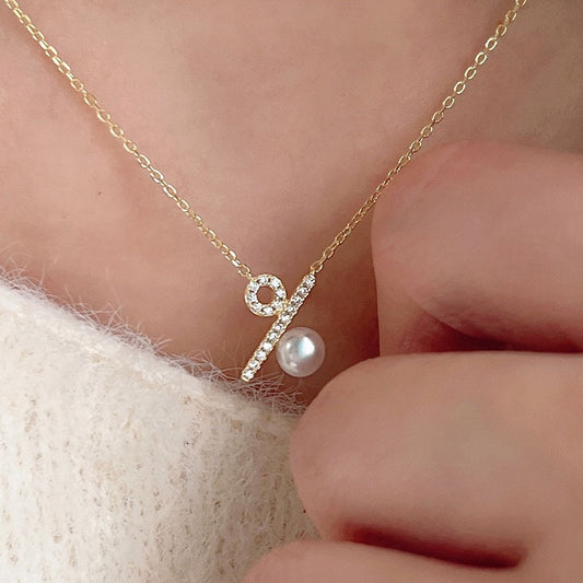 925 silver percentage faux pearl necklace