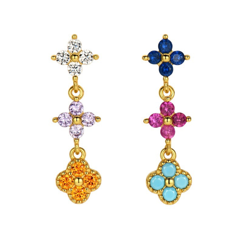Multicolor Rainbow Clover 3-Piece Gold Jewelry Set