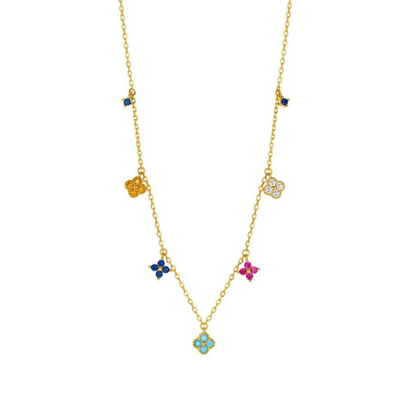 Multicolor Rainbow Clover 3-Piece Gold Jewelry Set