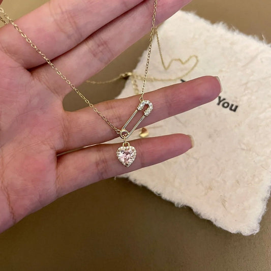 925 Silver safety pin necklace