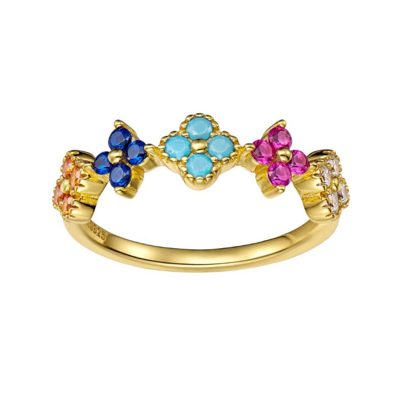 Multicolor Rainbow Clover 3-Piece Gold Jewelry Set