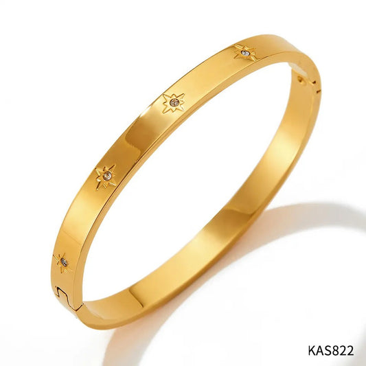 18K coated stainless steel zircon decorated bangle