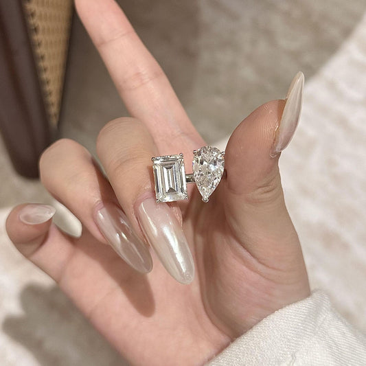 925 silver adjustable sugar zircon ring