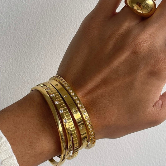 18K coated stainless steel zircon decorated bangle